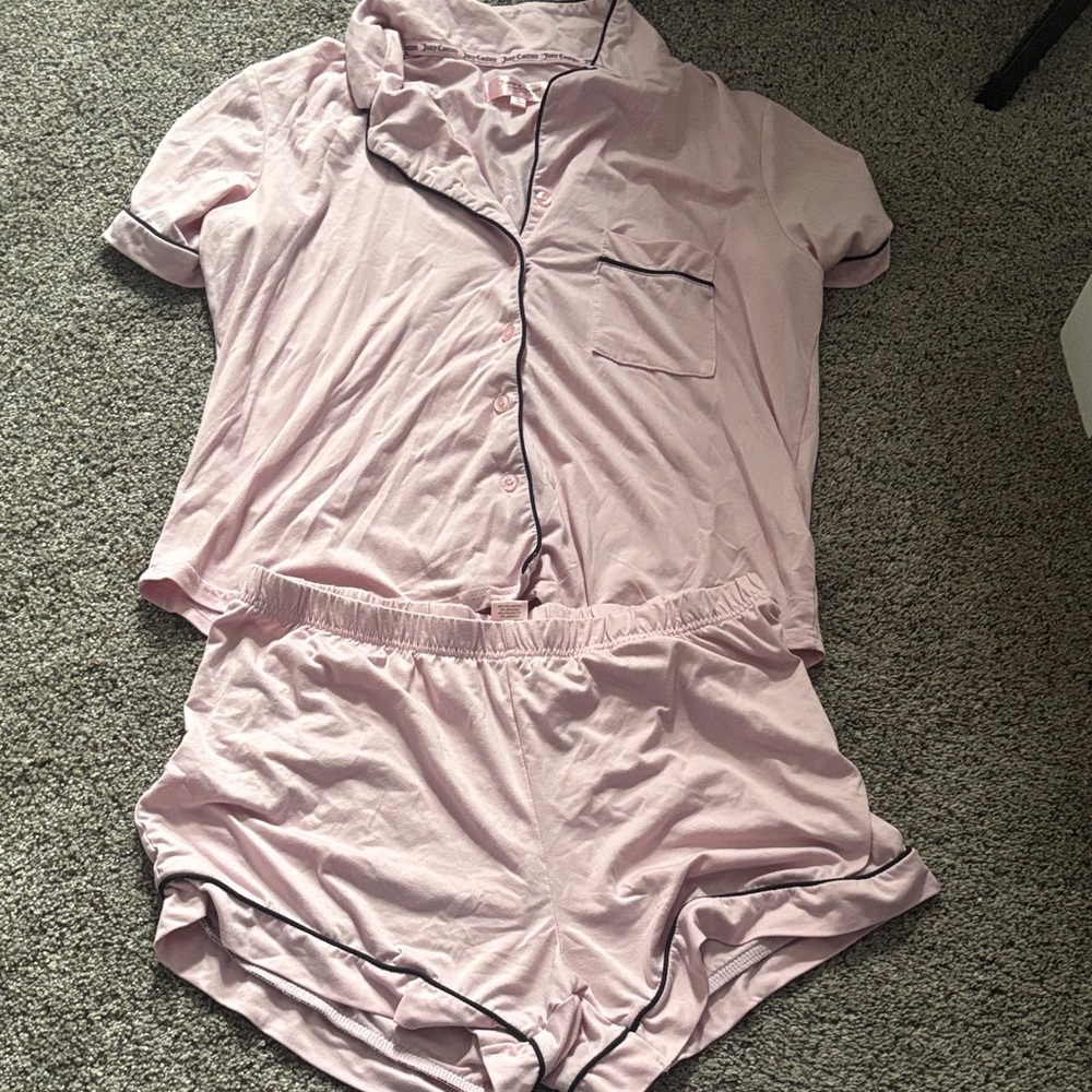 Juicy Couture Light Pink Pajama Set with Black Trim